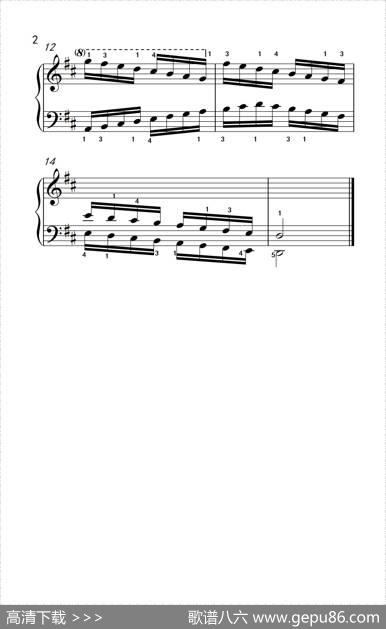 D大调音阶（反向四个八度）（儿童钢琴练习曲）