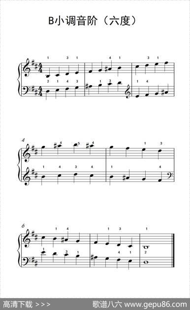 B小调音阶（六度）（儿童钢琴练习曲）