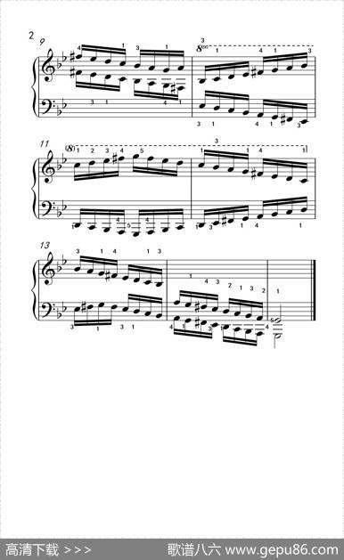 G小调音阶（反向四个八度）（儿童钢琴练习曲）