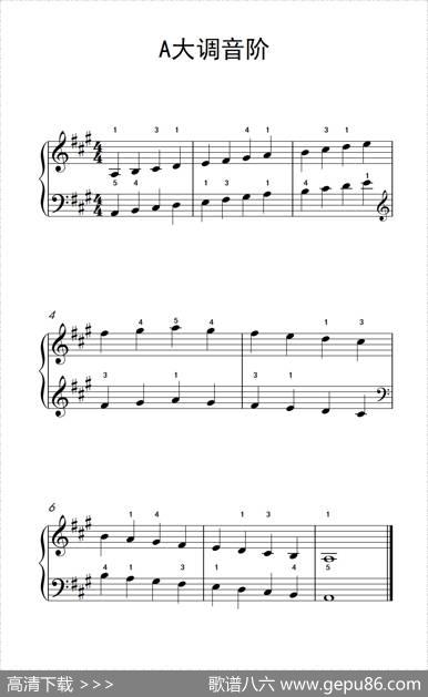 A大调音阶（儿童钢琴练习曲）