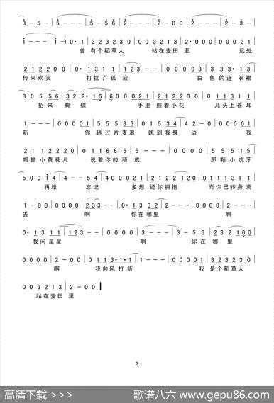 稻草人（简谱） - 佚名|佚名