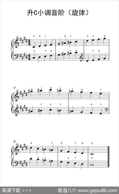 升C小调音阶（旋律）（孩子们的钢琴音阶、和弦与琶音2）