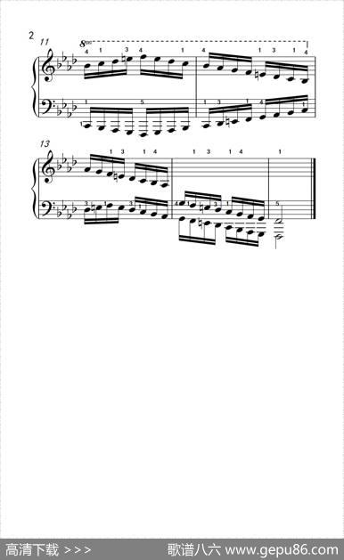 F小调音阶（反向四个八度）（孩子们的钢琴音阶、和弦与琶音2）
