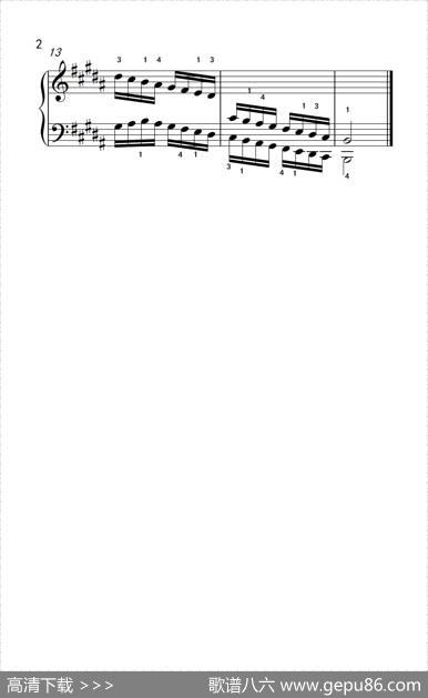 B大调音阶（反向四个八度）（孩子们的钢琴音阶、和弦与琶音2）