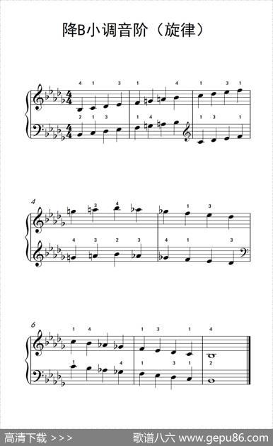 降B小调音阶（旋律）（孩子们的钢琴音阶、和弦与琶音2）