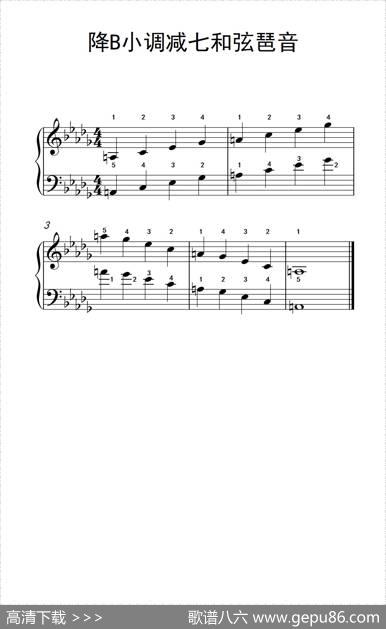 降B小调减七和弦琶音（孩子们的钢琴音阶、和弦与琶音2）