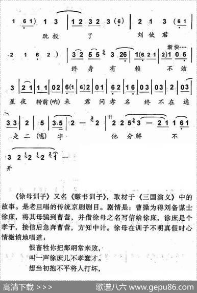 恨畜生你那把纲常来败（《徐母训子》徐母唱段）