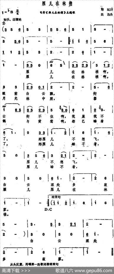 雁儿在林梢（电影《雁儿在林梢》主题歌） - 琼瑶|欣逸