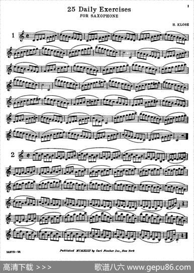 25DailyExercicesforSaxophone（1—8）|H·Klose