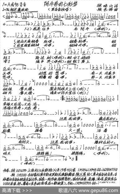 阿牛哥的七彩梦（顾晓山词张艺军曲） - 顾晓山|张艺军