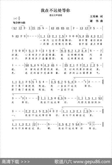 我在不远处等你（王培林词谢伟曲） - 王培林|谢伟