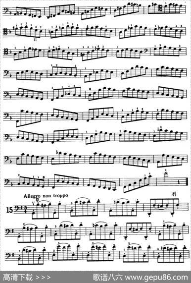 鲍斯特列姆大提琴练习曲（14-15）