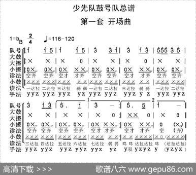 中国少年先锋队鼓号队总谱（第一套开场曲）|陈国昌制谱