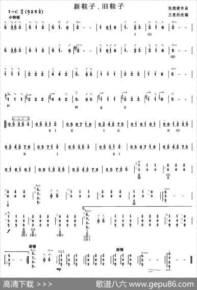 柳琴考级曲目二级：新鞋子、旧鞋子