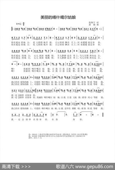 美丽的喀什噶尔姑娘（张海宁词姜振曲） - 张海宁|姜振