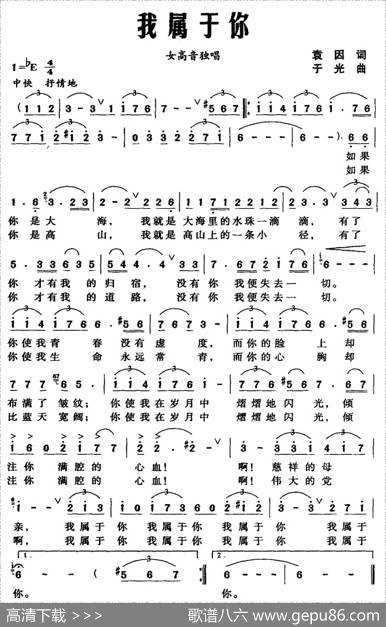 我属于你（袁因词于光曲） - 袁因|于光