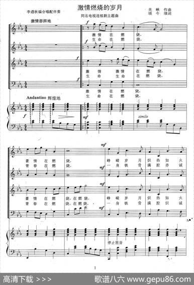 激情燃烧的岁月（同名电视剧主题曲、正谱版） - 颂今|关峡