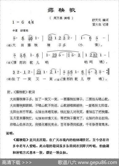 薅秧歌（舒天元词萤火虫曲） - 舒天元|萤火虫