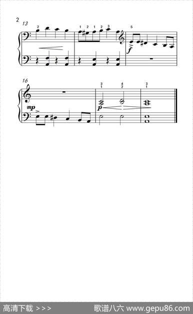 斯拉夫进行曲（约翰·汤普森成人钢琴教程第一册）
