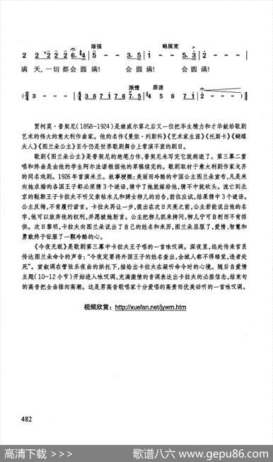 今夜无眠（歌剧《图兰朵公主》选曲） - [意]玖塞佩·阿达米|[意]贾柯莫·普契尼
