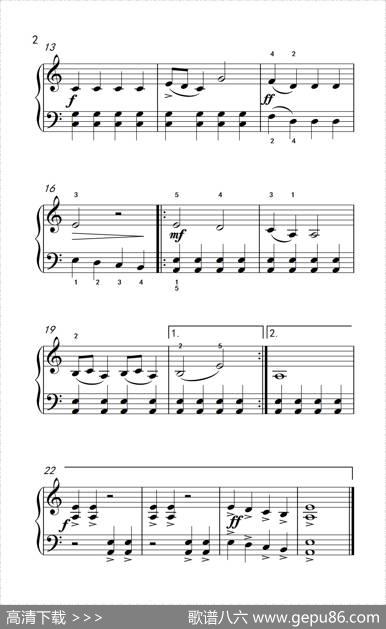 软靴舞曲（约翰·汤普森成人钢琴教程第一册）