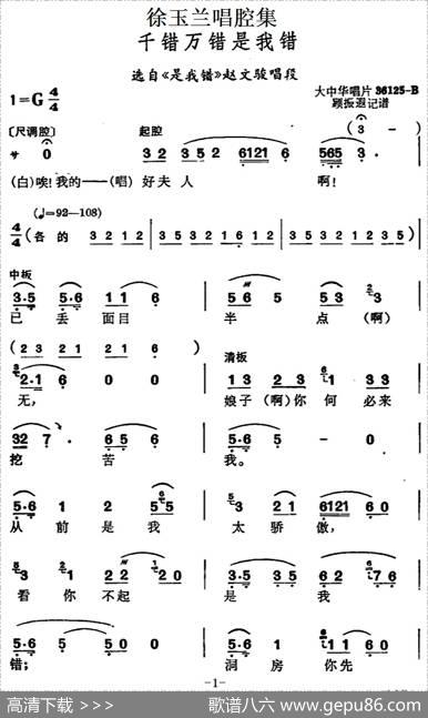 徐玉兰唱腔集：千错万错是我错（选自《是我错》赵文骏唱段）