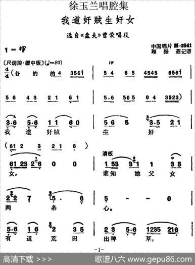 徐玉兰唱腔集：我道奸贼生奸女（选自《盘夫》曾荣唱段）