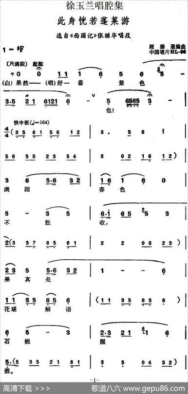 徐玉兰唱腔集：此身恍若蓬莱游（选自《西园记》张继华唱段）