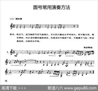 圆号常用演奏方法（二）强吐音