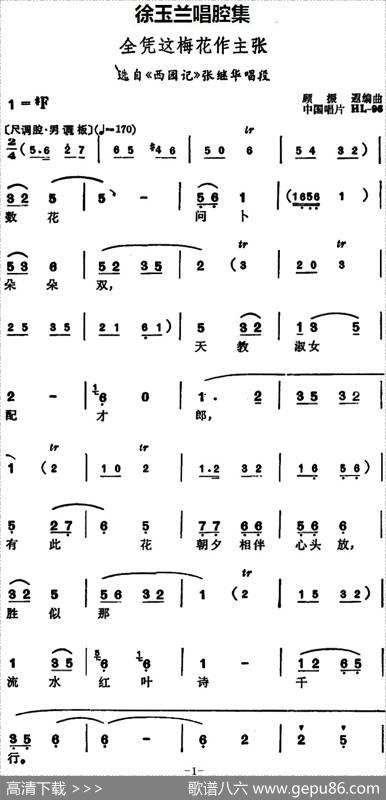 徐玉兰唱腔集：全凭这梅花作主张（选自《西园记》张继华唱段）