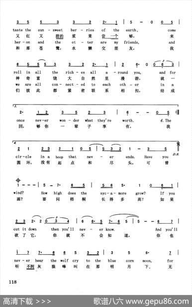 风的色彩（英汉）（美国动画片《风中奇缘》插曲）