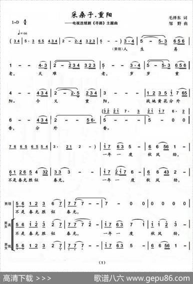 采桑子·重阳（电视连续剧《寻路》主题曲） - 毛泽东|邹野