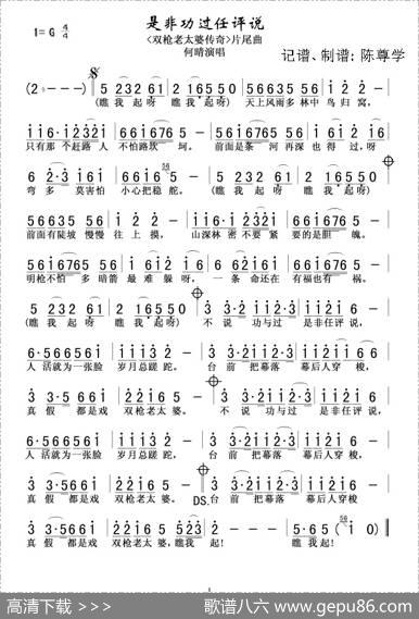 是非功过任评说（电视剧《双枪老太婆》片尾曲）