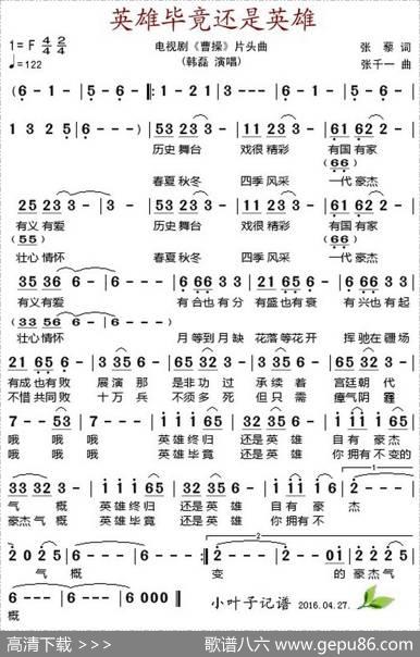 英雄毕竟还是英雄（电视剧《曹操》片头曲） - 张黎|张千一