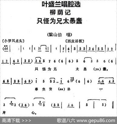 叶盛兰唱腔选：只怪为兄太愚蠢（《柳荫记》梁山伯唱段）