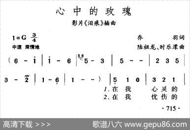 心中的玫瑰（电影《泪痕》插曲） - 乔羽|陆祖龙、时乐蒙
