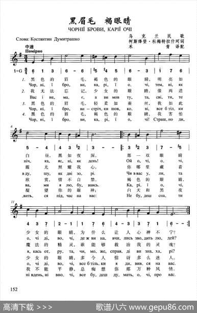 黑眉毛，褐眼睛