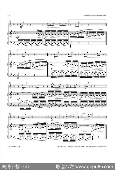 小夜曲Op.41（高音萨克斯+钢琴伴奏）|贝多芬