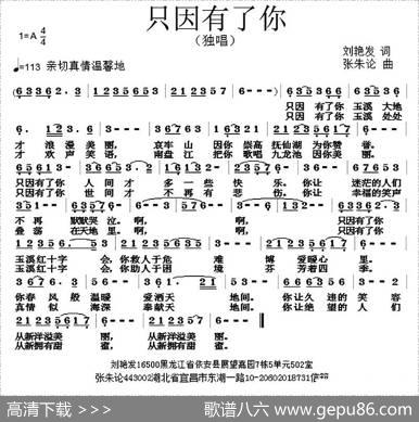 只因有了你（刘艳发词张朱论曲） - 刘艳发|张朱论