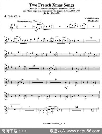 TwoFrenchXmasSongs（第二中音萨克斯分谱）