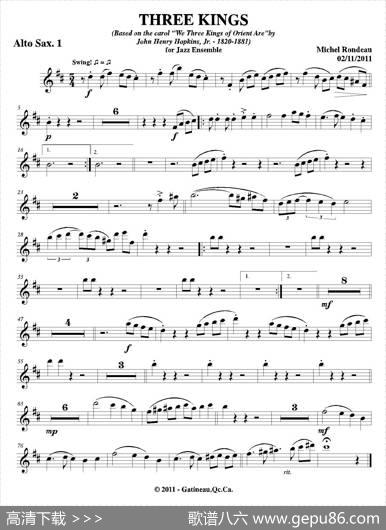 THREEKINGS（第一中音萨克斯分谱）
