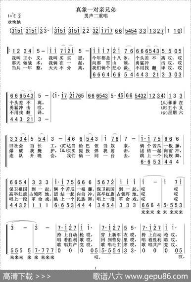 真象一对亲兄弟（男声二重唱）