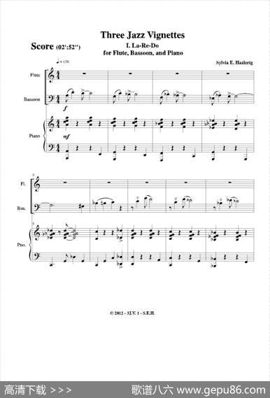 Threejazzvignettes（第一乐章）（长笛巴松钢琴三重奏）