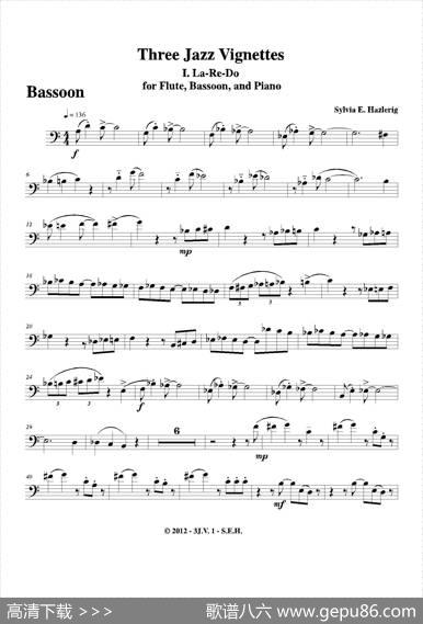 Threejazzvignettes（第一乐章）（长笛巴松钢琴三重奏）