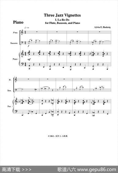 Threejazzvignettes（第一乐章）（长笛巴松钢琴三重奏）