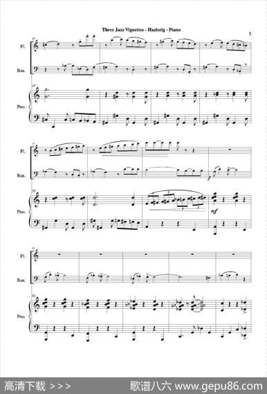 Threejazzvignettes（第一乐章）（长笛巴松钢琴三重奏）