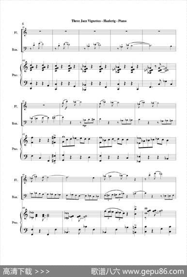 Threejazzvignettes（第一乐章）（长笛巴松钢琴三重奏）