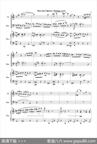 Threejazzvignettes（第一乐章）（长笛巴松钢琴三重奏）