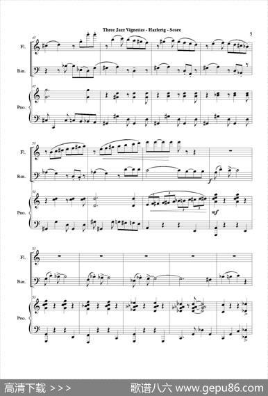 Threejazzvignettes（第一乐章）（长笛巴松钢琴三重奏）