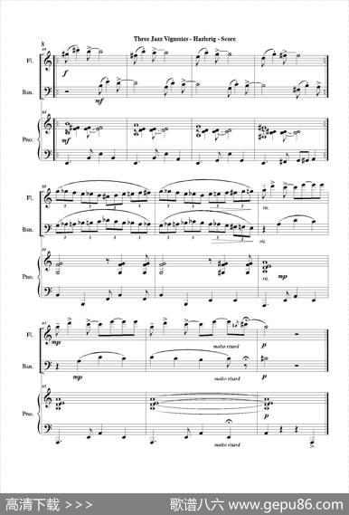 Threejazzvignettes（第一乐章）（长笛巴松钢琴三重奏）